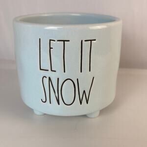 2021 RAE DUNN LET IT SNOW 3.5" FOOTED PLANTER WITH SMALL CHIP ON BOTTOM